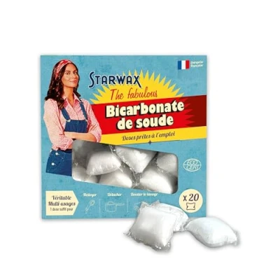 Abbildung von STARWAX THE FABULOUS Natron gebrauchsfertige Einzeldosen 1 Dosis = Waschgang Reinigt und entfernt Flecken Ultraleistungsstark 100% natürlicher Ursprung 20 Dosen 400gr