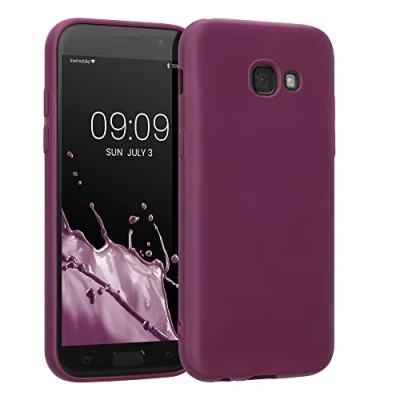 Abbildung von kwmobile Hülle kompatibel mit Samsung Galaxy A5 (2017) weiches TPU Silikon Case Cover geeignet für kabelloses Laden Bordeaux Violett