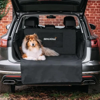 Abbildung von Rudelkönig Kofferraumschutz mit Ladekantenschutz Wasserabweisend &amp; Pflegeleicht Auto Hundedecke Aufbewahrungstasche Universale Schutzmatte für Hunde