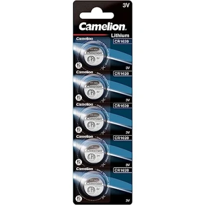 Abbildung von Camelion 13005620 Lithium Knopfzellen Batterie CR1620 mit 3 Volt, Set 5 Batterien, Kapazität 90 mAh, für verschiedenste Geräte und Verbraucheranforderungen