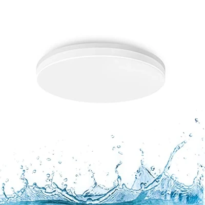 Abbildung von LVWIT LED Deckenleuchte, 18W 1800LM Wasserdichte Deckenlampe IP65, Flimmerfreie Neutralweiß Rund Badlampe für Küche, Wohnzimmer, Balkon, Flur, Badezimmer, Schlafzimmer, Ø220mm
