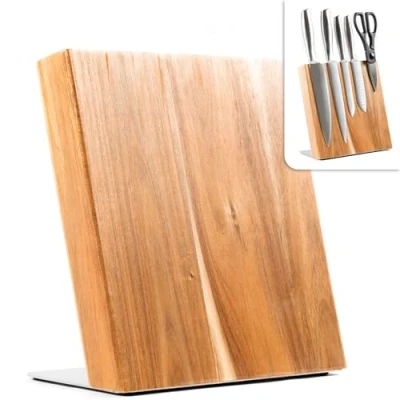 Abbildung von Coninx Magnet Messerblock ohne Messer 22x23CM Magnetischer unbestückt zur sicheren, sauberen und ordentlichen Aufbewahrung von Messern universal Holz Akazie