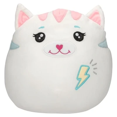 Abbildung von Depesche 13040 Ylvi Swoppies Kuscheltier Katze in Weiß, mit Leuchteffekt, Blitz und spitzen Ohren, ca. 20 cm großes Plüschtier