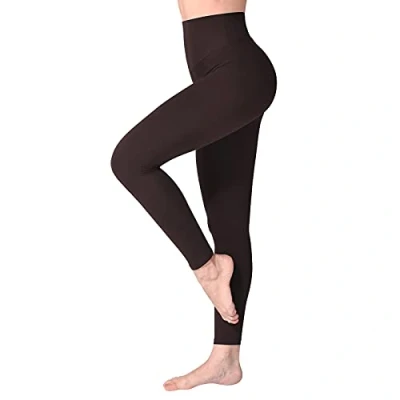 Abbildung von SINOPHANT Leggings Damen High Waist Blickdicht Leggins mit Bauchkontrolle für Sport Yoga Gym(1 Braun,S M)