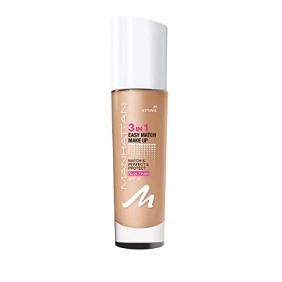 Abbildung von Manhattan 3in1 Easy Match Make Up, ölfreie Foundation für einen makellosen Teint, Farbe 39 Natural, 30ml