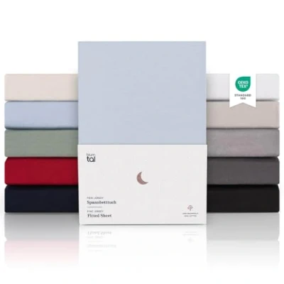Abbildung von Blumtal® Premium Topper Spannbettlaken 90x200cm Jersey OEKO TEX zertifiziertes Bettlaken Baumwolle 100% Spannleintuch 90x200 10cm Bezug Anthrazit