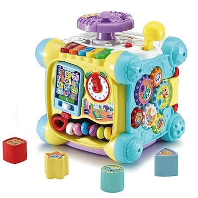 Abbildung von VTech Baby Spielspaß Entdeckerwürfel Interaktiver Spielwürfel mit Musik, Formen und beweglichen Elementen Für Kinder von 12 36 Monaten, Schwarz