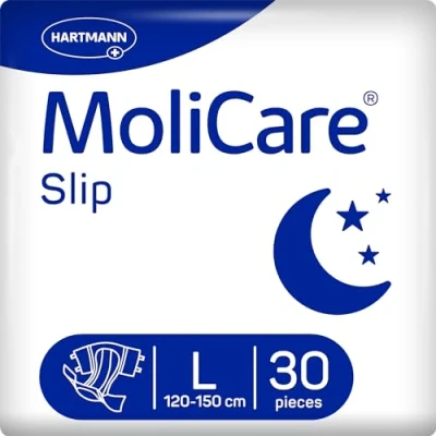 Abbildung von MoliCare Slip Night Inkontinenzslip für Frauen und Männer bei schwerer Urin Stuhlinkontinenz, Gr. L (100 150), 30 Stück