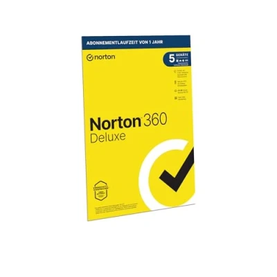 Abbildung von Norton 360 Deluxe 2024 5 Geräte Antivirus Unlimited Secure VPN &amp; Passwort Manager 1 Jahr PC/Mac/Android/iOS Aktivierungscode in Originalverpackung