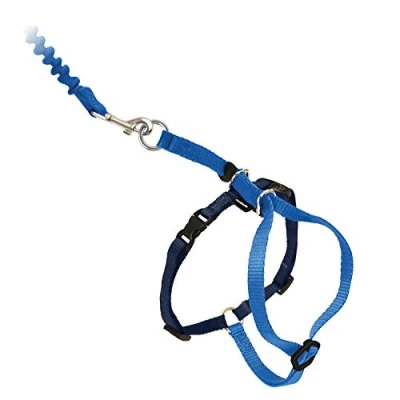Abbildung von PetSafe Easy Walk Katzengeschirr, mit elastischer Bungee Leine, Für Spaziergänge Ihrer Katze, Größe S, Blau, CWMK S RYL 19