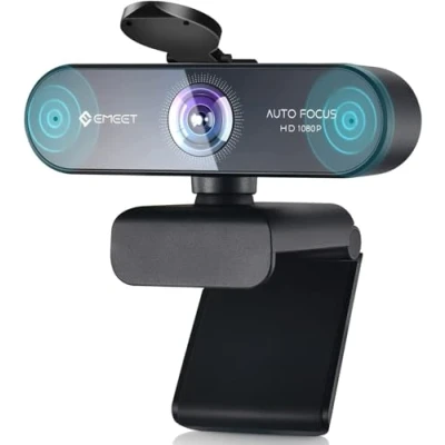 Abbildung von EMEET Webcam 1080P NOVA mit Autofokus, Full HD 96 Weitwinkel und 2 Mikrofon Rauschunterdrückung, Automatische Lichtkorrektur, für Linux, Mac OS X, Konferenz