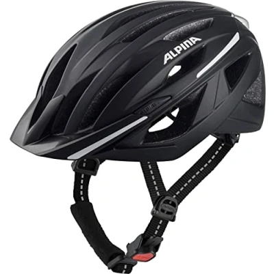 Abbildung von ALPINA HAGA Stoßabsorbierender, Sicherer &amp; Optimal Anpassbarer Urban Fahrradhelm Mit Integriertem LED Licht Für Erwachsene, Black matt, M (51 56 cm)