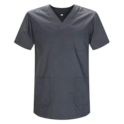 Abbildung von MISEMIYA Medizinische Uniformen Unisex Top Krankenschwester Krankenhaus Berufskleidung 3XL, Grau