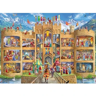 Abbildung von Ravensburger Kinderpuzzle 12919 Blick in die Ritterburg Ritter Puzzle für Kinder ab 7 Jahren, mit 150 Teilen im XXL Format, Geel