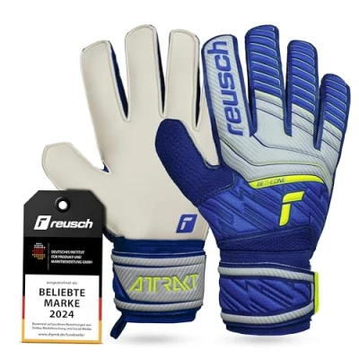 Abbildung von Reusch Herren Attrakt Unisex Torwarthandschuhe mit Außennaht Schnitt und Solid Belag, geeignet für alle Spielfeldoberflächen Fußballhandschuhe Erwachsene, blau/grau, 11