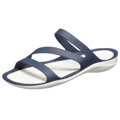 Abbildung von Crocs Swiftwater Pantolette flach, Damen, Größe: 41/42, Navy/white Schuhe