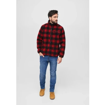 Abbildung von Brandit Teddy Fleecejacke, Herren, Größe: Medium, Red/black/white