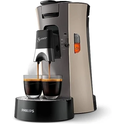 Abbildung von PHILIPS Senseo Select, Kaffeepadmaschine Kaffeestärkewahl Plus, Memo Funktion, aus recyceltem Plastik, 1450 Watt, 0.9L, Beige, (CSA240/30)