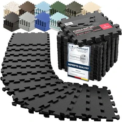 Abbildung von Schutzmatten Bodenschutzmatte Set Sportmatte Gymnastikmatte Puzzlematte: Puzzle Sportgeräte Matte Fitnessmatte Turnmatte Unterlegmatte Bodenmatte Sport Mat Trainingsmatte Gummimatte Yogamatte Fitness