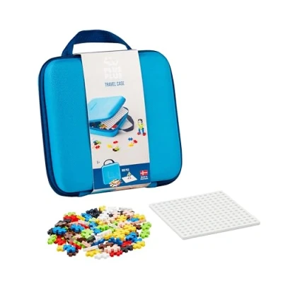 Abbildung von Plus 9607012 Kreativ Bausteine, Reisekoffer Set, Geniales Konstruktionsspielzeug, 100 Teile, Blue