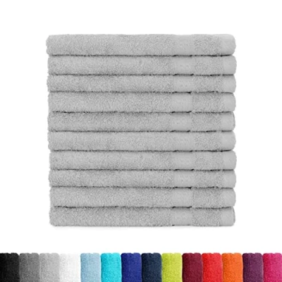 Abbildung von BaSaTex Frottee Gästehandtücher 30x50 im 10er Set Gästetuch 100% Baumwolle Made in Green Farbe: Silber