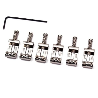 Abbildung von Alnicov E Gitarrensattel, 6 Rollen Steg Sättel für Stratocaster, Telecaster, Chrom