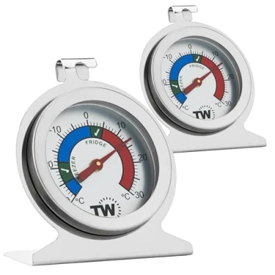 Abbildung von Kühlschrank /Gefrierschrank Thermometer, Doppelpack, zur Überwachung von Kühlschrank, Temperatur, Edelstahl, Gefrierschrank und Kühlschranktemperatur, Thermometer