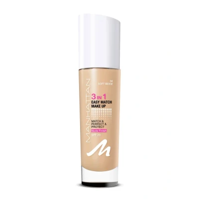 Abbildung von Manhattan Cosmetics 3IN1 EASY Match MAKE UP Foundation, Damen, Größe: 30 ml, 34 soft beige