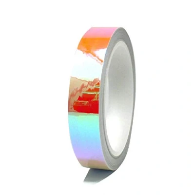 Abbildung von 10 Meter Flip Flop Chrom Zierstreifen Basteln Effektfolie Hologramm Chameleon Auto Motorrad Modellbau Klebestreifen (FF1 Gelb/Rot, 20mm Breite)