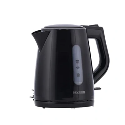 Abbildung von SEVERIN Wasserkocher 1,0 L, leistungsstarker und kompakter in hochwertigem Design, elektrischer mit Kalkfilter, schwarz, WK 3410