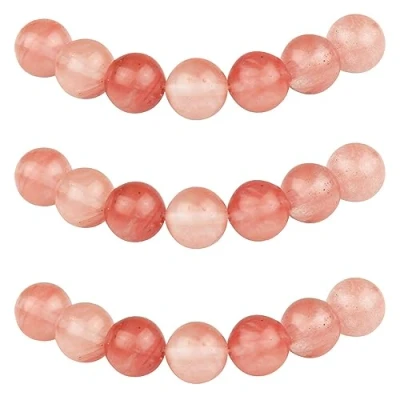 Abbildung von MJDCB Perlen zum Auffädeln 8mm 45 stück Synthetische Rosa Kristall mit Loch Lose Runde Steinperlen für Herstellung Schmuck Armbänder Halsketten