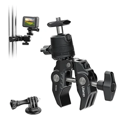 Abbildung von ULANZI R099 Klemme Stativ, Mini Magic Arm mit Super Clamp,Klemme 360 Kugelkopfarm und 1/4 Zoll Schraube, Kamera Halterung Motorrad für DSLR Kamera, Monitor, Action