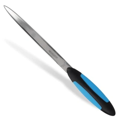 Abbildung von Westcott Brieföffner mit Softgrip Griff Premium Klinge aus rostfreiem Edelstahl ergonomischer öffnet Briefe leicht und sauber für Haushalt Büro E 29697 00