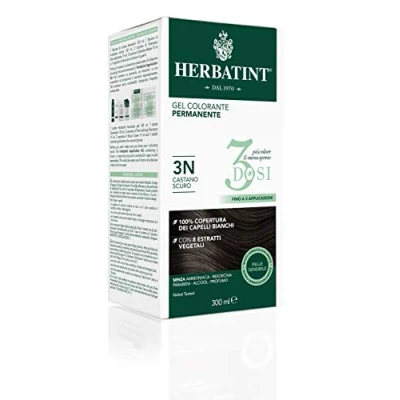 Abbildung von Herbatint Permanentes Farbgel 3 Dosen, 300 ml 3N Dunkelbraun, ohne Ammoniak, für empfindliche Haut, 100% Abdeckung weißes Haar, mit 8 natürlichen Bio Extrakten