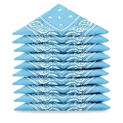 Abbildung von Karl Loven Bandanas 5er Pack 100% Baumwolle Paisley Halstuch Kopf Hals Schal (5er Pack, Blauer himmel)