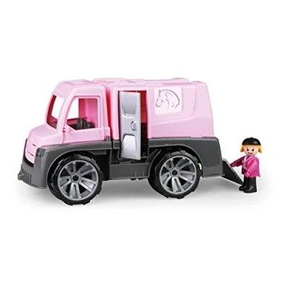 Abbildung von Lena 04458 x TRUXX Pferdetransporter Spielfigur als Reiterin, Spielset Transporter für Pferde und Zubehör, Transportfahrzeug mit Türen zum Öffnen, Spielfahrzeug Kinder ab 24m+, pink, Silber