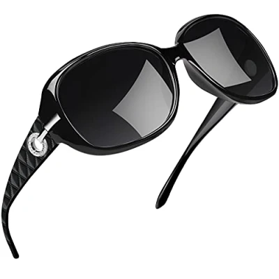 Abbildung von Joopin Elegante Sonnenbrille Damen Polarisiert und Klassische Große Schwarz Retro Übergroß 2024 UV400 mit XL Großer Rahmen (Voll Schwarz)