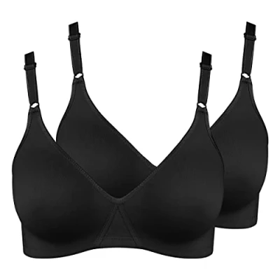 Abbildung von Nur Die 2er Pack Baumwoll BH bügelloser doppellagiger Softcup Bra weich bequem unsichtbar nahtlos unter der Kleidung Damen