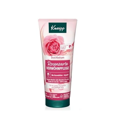Abbildung von Kneipp Duschbalsam Rosenzarte Verwöhnpflege Duschgel mit hochwertigem Extrakt aus Bio Rosenblüten &amp; einem pflegenden Öl Komplex schenkt ein glattes Hautgefühl und pflegt die Haut 200ml