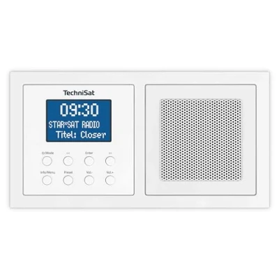 Abbildung von TechniSat DIGITRADIO UP 1 DAB+ Unterputzradio zur Anbringung in jeder Doppel Unterputzdose (DAB, UKW, Bluetooth Empfang, dimmbares LCD Display, Wecker, Sleeptimer, 2 Watt RMS, Equalizer) weiß