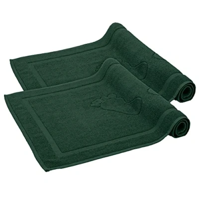 Abbildung von Komfortec Badvorleger Set 2 Teilig, Frottee Duschvorleger, Waschbar Duschmatte &amp; Badteppich, 800 g/m² &amp;100% Baumwolle, Saugfähig Schnelltrocknend, 50 x 80 cm, Dunkelgrün