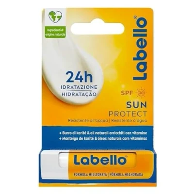 Abbildung von Labello Sun Protect Lippenbalsam SPF30 5.5 ml mit UVA/UVB Filtern, Bienenwachs und natürlichen Ölen, feuchtigkeitsspendende Sonnencreme für 24 Stunden