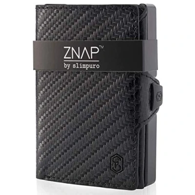 Abbildung von ZNAP® Slim Wallet Kreditkartenetui Geldbörse Herren Kartenhalter Geldbeutel Kartenetui Portemonnaie mit RFID Schutz 8 Karten Carbon