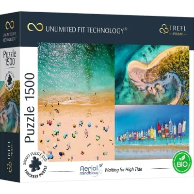 Abbildung von Trefl 26192 1500 Elemente, dickster Karton, Bio, ECO, Luftlandschaft, Collage, Strand, Urlaub, Unterhaltung für Erwachsene und Kinder ab 12 Jahren, UFT Puzzle Aerial Mindblow: Waiting for High Tide