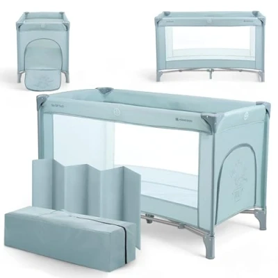 Abbildung von KikkaBoo SO GIFTED Reisebett Baby, Bis 15 kg, Babybett 120x60 cm, 1 Ebene, Faltbar, Leicht, Transporttasche, Kompakt, Minze