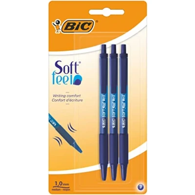 Abbildung von BIC,837396,Druckkugelschreiber AA8Soft Feel(0,32 mm) Blisterà 3 Stück, blau