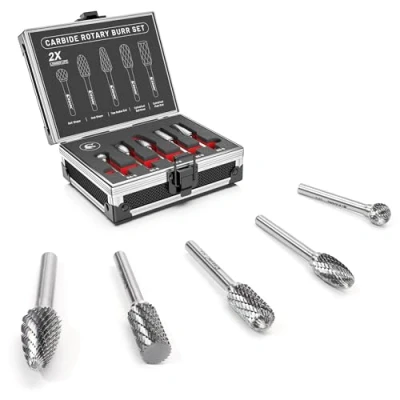 Abbildung von EZARC Hartmetall Frässtifte, 5PCS Schneideisen Schleifbohrer für Stahl, Metall, Polieren und Gravieren