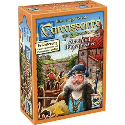 Abbildung von Hans im Glück, Carcassonne Abtei und Bürgermeister, 5. Erweiterung, Familienspiel, Brettspiel, 2 6 Spieler, Ab 7+ Jahren, 40+ Minuten, Deutsch