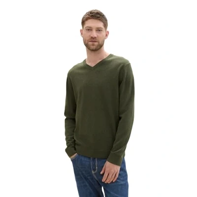 Abbildung von TOM Tailor MIT Vausschnitt Strickpullover, Herren, Größe: Medium, Rosin green melange