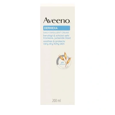 Abbildung von Aveeno Dermexa Tägliche Emollentien Creme (200 ml), Körperlotion für sehr trockene Haut, die zu Ekzemen neigt, natürliche Hautpflege mit Hafer und Ceramiden, vegan*